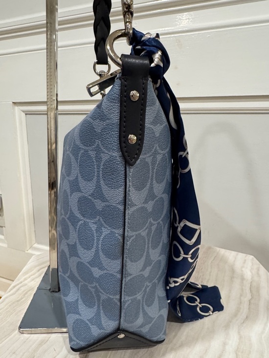 Coach Abby Duffle Blue Signature Monogram Hobo Bag - Picture 7 of 17